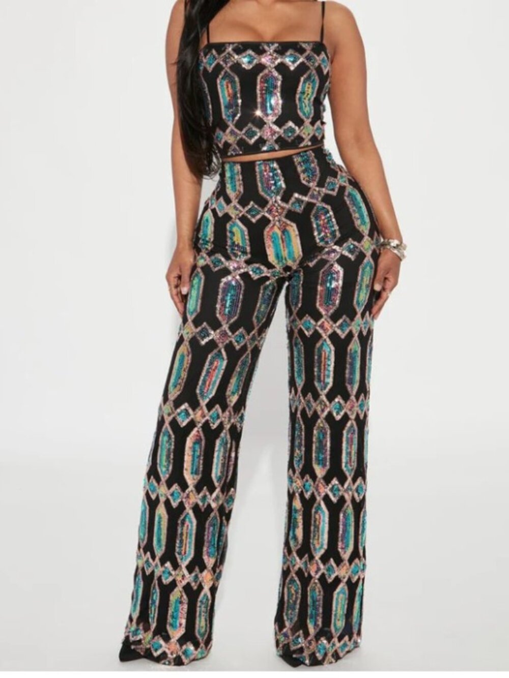 Fashion Nova Just Your Fairytale Sequin Pant Set